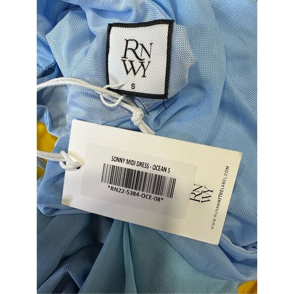 NWT Runaway The Label One Shoulder Ruched Sonny Midi Dress Ocean Small $99 - Picture 9 of 9